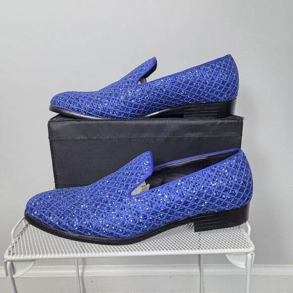 Men\'s Fashion Smoking Sparkly Glitter Sequin Dress Tuxedo Loafers Slip On Shoes main image 6